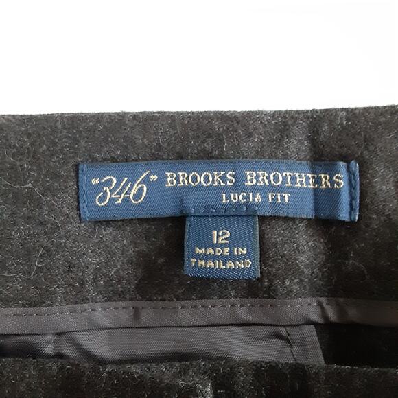 Brooks Brothers Wool Stretch Lucia Straight Leg Trousers Brown Mid Rise Pant 12 - Picture 8 of 14